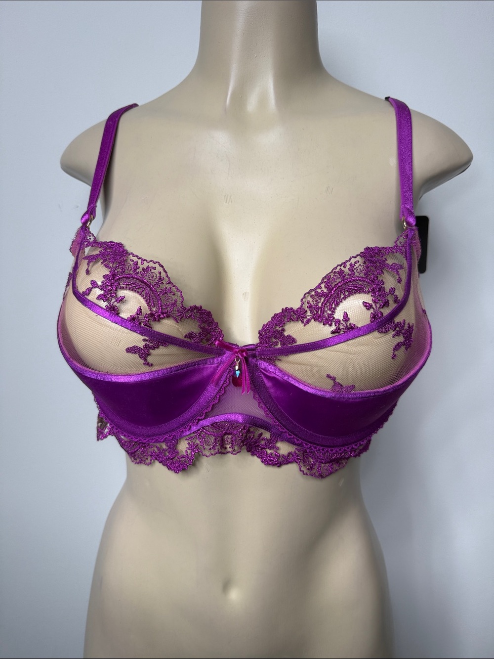 Honey Birdette Madison Purple Lace Satin Underwire Bra